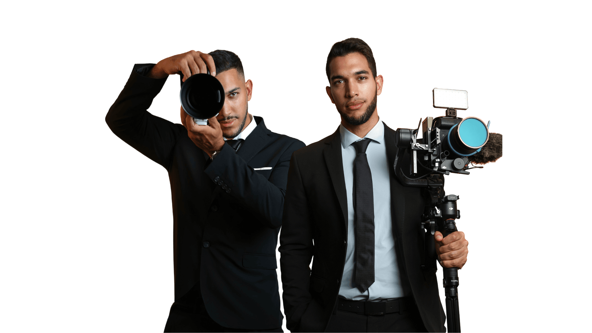 Magdi and Yousef Soliman, founders of Visual Twins, with camera and gimbal