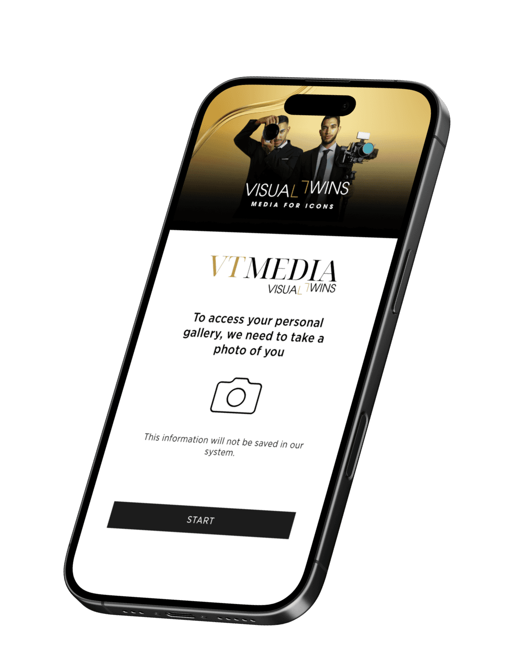 VT Media on a phone: the guest takes a selfie and finds their photos