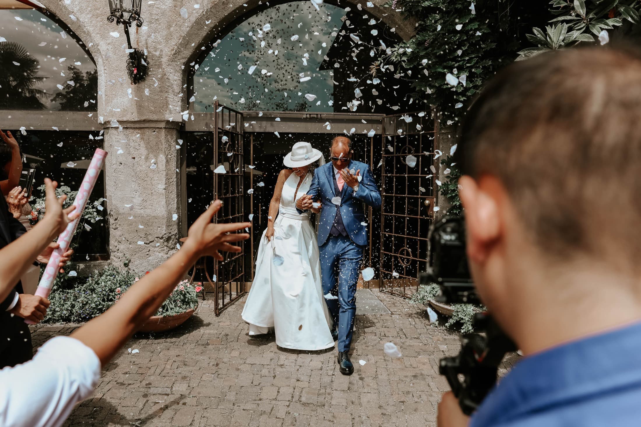 Confetti outside the church after the ceremony