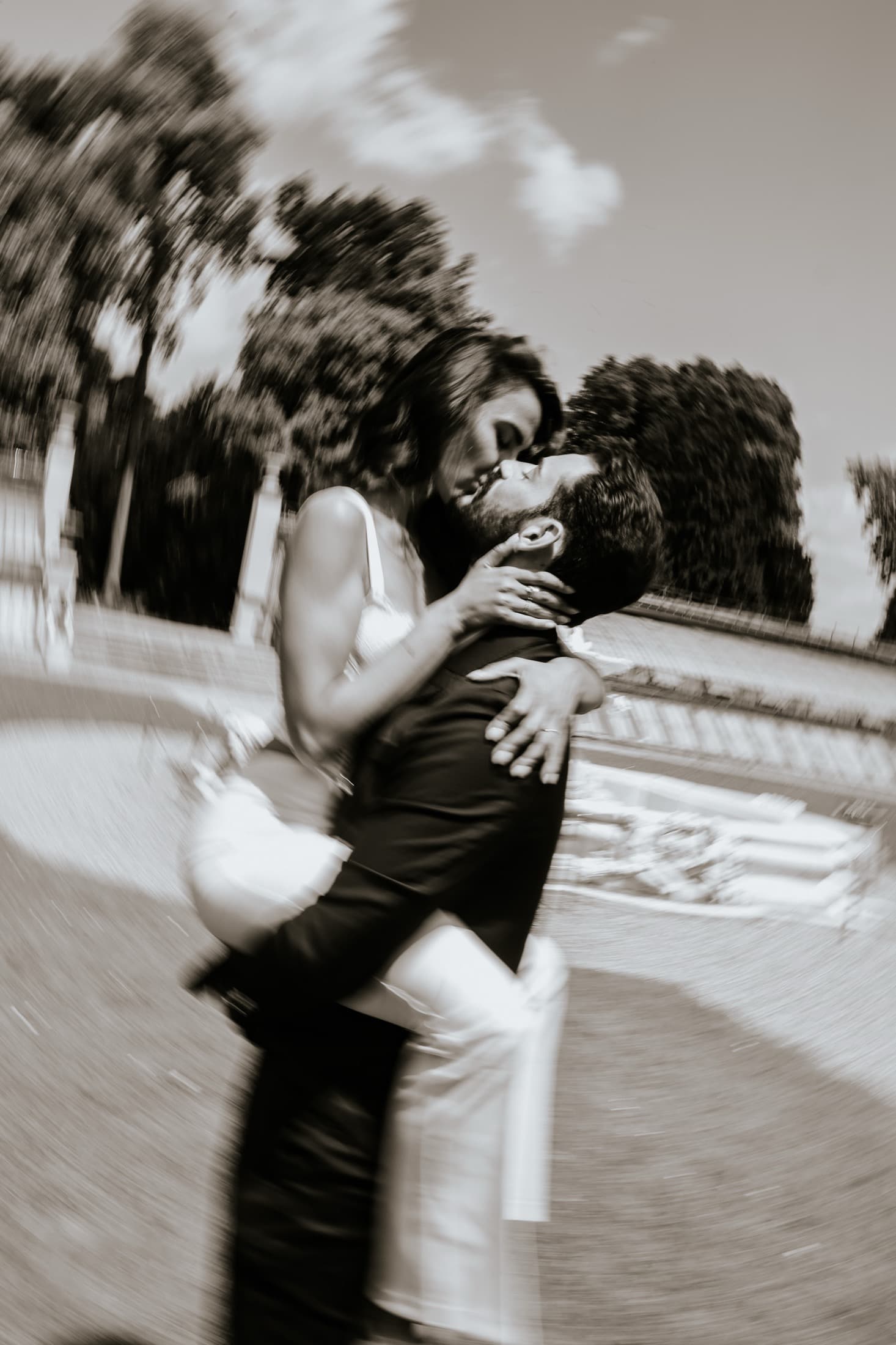 A kiss caught in motion
