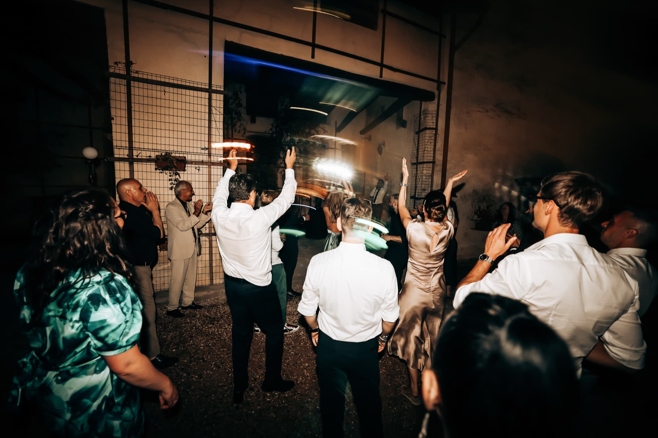 The dance floor, arms up